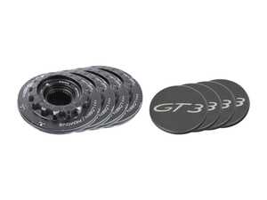 ES#4905639 - 99136108190KT - Porsche Center Lock Wheel Nut & Center Cap Kit  - Includes Black with Silver GT3 Logo Wheel Center Caps - Genuine Porsche - Porsche