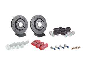 ES#3522022 - 535615301KT1 - Performance Front Brake Service Kit - Slotted - Featuring ECS V5 rotors and EBC Redstuff performance brake pads - Assembled By ECS - Volkswagen