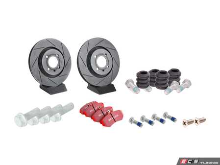 ES#3522022 - 535615301KT1 - Performance Front Brake Service Kit - Slotted - Featuring ECS V5 rotors and EBC Redstuff performance brake pads - Assembled By ECS - Volkswagen
