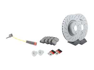 ES#3184148 - 0004211512KT6 - Front Brake Service Kit - Featuring Zimmerman coated rotors, Textar pads, Bowa sensors and Febi rotor screws - Assembled By ECS - Mercedes Benz