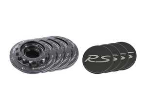 ES#4905643 - 99136108190KT3 - Porsche Center Lock Wheel Nut & "RS" Center Cap Kit  - Includes Black with Silver "RS" Logo Wheel Center Caps - Genuine Porsche - Porsche
