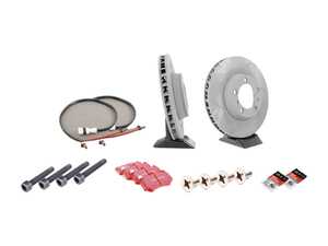 ES#2598628 - 99635140904FPKT2 - Performance Front Brake Service Kit - Featuring Sebro slotted rotors and EBC RedStuff brake pads - Assembled By ECS - Porsche