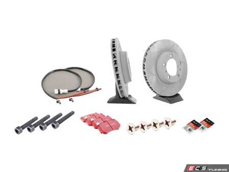 ES#2598628 - 99635140904FPKT2 - Performance Front Brake Service Kit - Featuring Sebro slotted rotors and EBC RedStuff brake pads - Assembled By ECS - Porsche