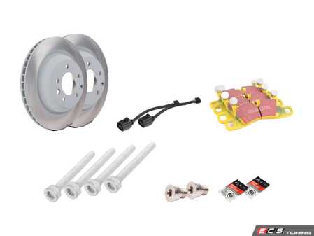ES#2602559 - 95535240151RPKT1 - Performance Rear Brake Service Kit - Featuring genuine Porsche rotors and EBC YellowStuff brake pads - Assembled By ECS - Porsche