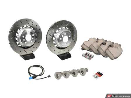 ES#4817804 - 34118054828KT - Rear Brake Service Kit - Includes rear rotors, pads, wear sensors, and associated hardware. - Assembled By ECS - BMW