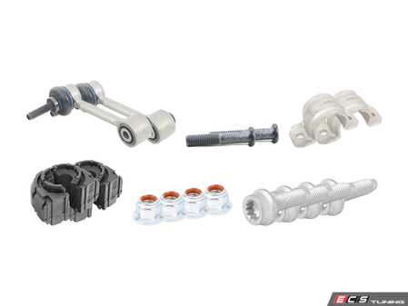 ES#2966636 - 1K0511327BAKT5 - Rear Sway Bar Installation Kit  - Includes bushings, clamps and bolts - 18mm - Assembled By ECS - Volkswagen