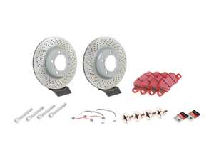 ES#2598565 - 99735140101FPKT - Performance Front Brake Service Kit - Featuring genuine Porsche rotors and EBC RedStuff brake pads - Assembled By ECS - Porsche