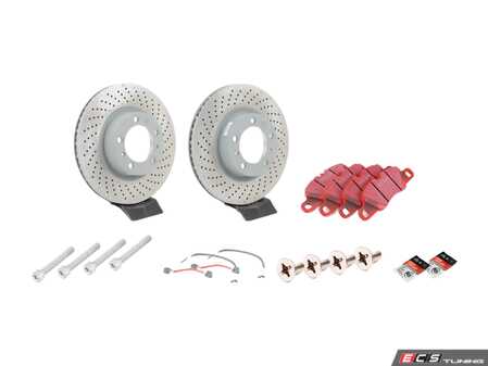 ES#2598565 - 99735140101FPKT - Performance Front Brake Service Kit - Featuring genuine Porsche rotors and EBC RedStuff brake pads - Assembled By ECS - Porsche