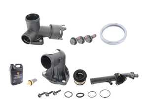 ES#4674470 - 95510612600KT - Porsche Engine Coolant Thermostat Kit - Featuring Rein thermostat, thermostat housing and cover, coolant temperature sensor, coolant pipe adapter, and all seals & hardware - Rein - Porsche