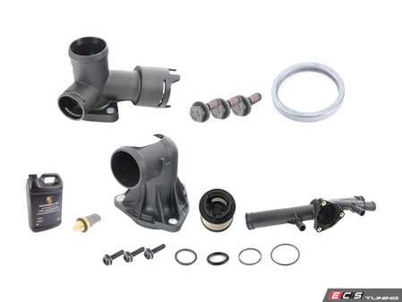 ES#4674470 - 95510612600KT - Porsche Engine Coolant Thermostat Kit - Featuring Rein thermostat, thermostat housing and cover, coolant temperature sensor, coolant pipe adapter, and all seals & hardware - Rein - Porsche