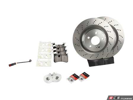 ES#4643626 - 2114231112KT10 - Rear Brake Service Kit - Featuring Brembo rotors, and Brembo Ceramic pads - Assembled By ECS - Mercedes Benz
