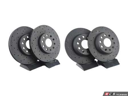 ES#4030759 - htc4845KT - Talon Front & Rear Cross Drilled & Slotted Brake Rotors (288x25/272x10) - Upgrade to a slotted / cross-drilled rotor for improved braking - Hawk - Volkswagen