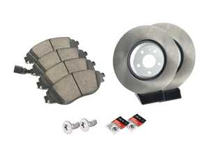 ES#2975826 - 1K0615301ADDKT1 - Front Brake Service Kit - Featuring ECS V5 rotors and ECS DD23 ceramic pads. - Assembled By ECS - Audi