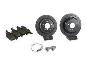 ES#3537191 - 025997ecs094KT2 - Performance Rear Brake Service Kit - Featuring ECS V5 drilled & slotted brake rotors and ECS EP24 "Enthusiast Performance" pads! - Assembled By ECS - BMW