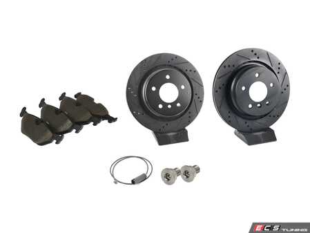 ES#3537191 - 025997ecs094KT2 - Performance Rear Brake Service Kit - Featuring ECS V5 drilled & slotted brake rotors and ECS EP24 "Enthusiast Performance" pads! - Assembled By ECS - BMW