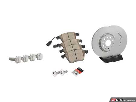 ES#2765839 - 1K0615301MKT7 - Front Brake Service Kit - Featuring ECS V5 rotors and ECS DD23 ceramic pads. - Assembled By ECS - Volkswagen