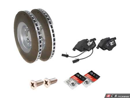ES#3648498 - 8e0615301ad1KT - Front Brake Service Kit - Featuring genuine OEM rotors and brake pads - Includes stainless set screws and silicone brake lubricant - Genuine Volkswagen Audi - Audi