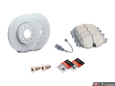 ES#5388375 - 5Q0615301HKT2 - Front Brake Service Kit - (288x25) - Featuring Zimmerman Rotors, Akebono pads, and wear sensors - Assembled By ECS - Volkswagen