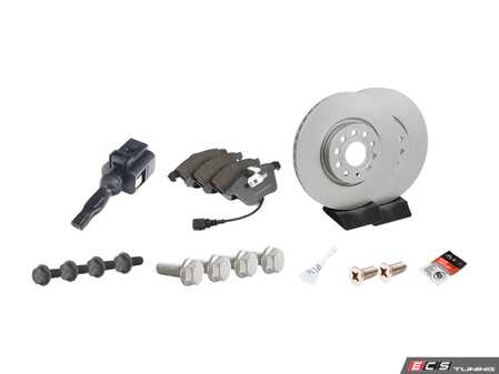 ES#2966429 - 1K0615301M5KT - Front Brake Service Kit - Featuring ECS V5 rotors and ECS EP24 "Enthusiast Performance" pads. - Assembled By ECS - Volkswagen