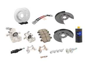 ES#3191389 - 1K0698601AAKT2 - Rear Drum Brake To Disc Conversion Kit - 272mm Plain Rotors - Improve your braking performance and looks! - Assembled By ECS - Volkswagen