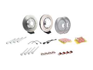 ES#2602557 - 95835140350PEKT - Performance Front & Rear Brake Service Kit - Featuring genuine Porsche rotors and EBC YellowStuff brake pads - Assembled By ECS - Porsche