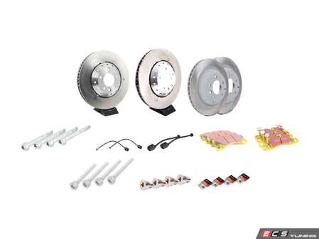 ES#2602557 - 95835140350PEKT - Performance Front & Rear Brake Service Kit - Featuring genuine Porsche rotors and EBC YellowStuff brake pads - Assembled By ECS - Porsche