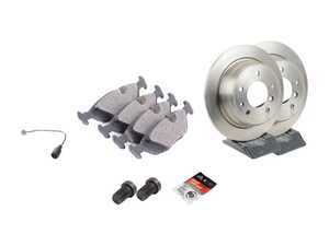 ES#4815712 - 34211121387zKT - Rear Brake Service Kit - Includes rear rotors, pads, wear sensor, and associated hardware. - Assembled By ECS - BMW
