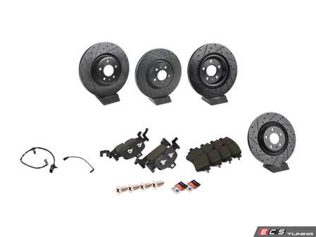 ES#4883681 - 8W0615301P5KT - Performance Front And Rear Brake Service Kit - With ECS V5 dimpled/drilled & slotted rotors and ECS EP24 Enthusiast Performance brake pads - Assembled By ECS - Audi