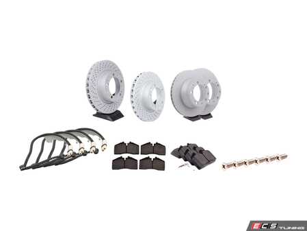 ES#2597901 - 92835104360PERKT - Performance Front & Rear Brake Service Kit - Featuring Zimmerman rotors and Hawk HPS brake pads - Assembled By ECS - Porsche