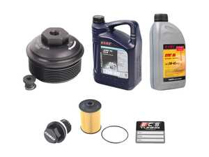 ES#2857480 - 21063-538-03KT2 - Oil Service Kit - With Black anodized aluminum filter housing - Featuring: Rowe HighTec Synthetic RS Engine Oil (5w-40), Black Anodized Filter housing, Mahle oil filter, ECS magnetic drain plug, and oil change service sticker - Assembled By ECS - Volkswagen