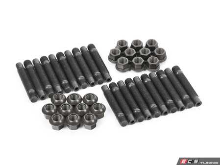 ES#3552560 - LS066060R14 - Competition Wheel Stud Conversion Kit - Steel Ball Seat Nuts - 60mm Front / 60mm Rear - Set of 20 Black Zinc coated studs and steel R14 ball seat lug nuts - Rennline - Porsche