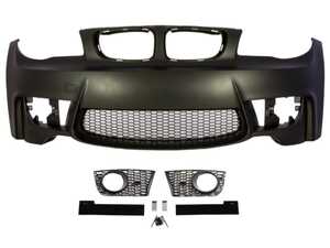 ES#4674833 - E821MFTBUMP-FOG- - 1M Style Replacement Front Bumper Conversion - With Foglight Cutouts - Complete front bumper with lower grilles. - ECS - BMW