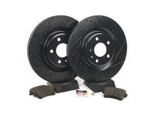 ES#3538300 - 025997ECS0638KT - Performance Rear Brake Service Kit - Featuring ECS V5 Drilled & Slotted rotors and ECS EP24 Enthusiast Performance pads - Assembled By ECS - Audi