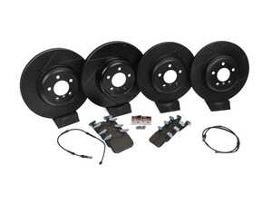 ES#4745197 - 34106797606SKT - Front And Rear Performance Brake Service Kit - Upgrade Your F30's Braking Capabilities with ECS V5 Cross-Drilled & Slotted Rotors and ECS EP24 Enthusiast Performance pads - Assembled By ECS - BMW