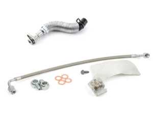 ES#5434630 - 11657534454KT6 - Turbo Oil Lines Kit - Upgraded Feed Line - Complete turbo line replacement kit with NM Engineering SS Braided line with OEM additional heat shield - Assembled By ECS - MINI