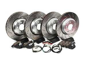 ES#5411992 - E9XM3BSKT - Front & Rear Brake Service Kit - Featuring SHW Cross-Drilled Front & Rear Rotors and ECS DD23 Daily Driver Brake Pads - Assembled By ECS - BMW