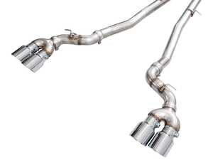 ES#5446900 - 3020-42790 - AWE Track Edition Catback Exhaust For BMW G90/G99 M5 - Chrome Silver Tips - Unleash the true, unbridled acoustic potential of your BMW G90/G99 M5s S68 twin-turbo V8 with the AWE Track Edition Cat-Back Exhaust. - AWE - BMW
