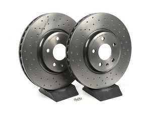 ES#4492356 - 8k0615301axsktkt - Cross Drilled UV Coated Brake Rotors - Pair (320x30) - Features Brembo's special UV paint treatment that guarantees superior corrosion resistance. - Brembo - Audi