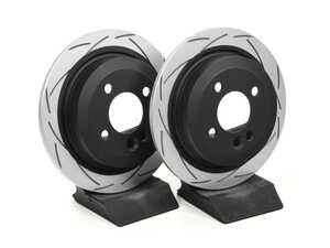 ES#3559702 - 543sKT - DBA Rear T2 Street Slotted Brake Rotors - Pair 10.19" (259x10) - Street Series Bi-Symmetrical curve slot rotors with painted hubs and veins - DBA - MINI