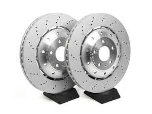 ES#5425457 - 420615301d4KT -  Front Drill-Dimp Lightweight Brake Rotor - Pair (365x34) - Restore the stopping power in your vehicle. - Assembled By ECS - Audi
