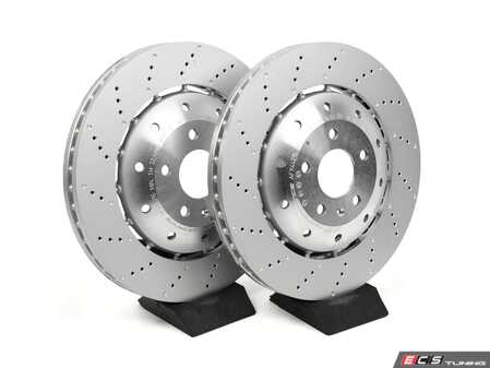 ES#5425457 - 420615301d4KT -  Front Drill-Dimp Lightweight Brake Rotor - Pair (365x34) - Restore the stopping power in your vehicle. - Assembled By ECS - Audi