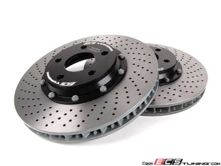 ES#3833 - S4S6S3RS - Stage 3 Rotor Set - Pair (Drilled) - (NO LONGER AVAILABLE) - Pair of replacement rotors & hats for the original "Big Red" Stage 3 ECS brake kit - ECS - 