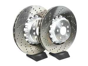 ES#5397064 - f95x5mrbKT - Rear Brake Service Kit - Featuring SHW Rear Cross-Drilled Brake Rotors and OE Brake Pads - Assembled By ECS - BMW