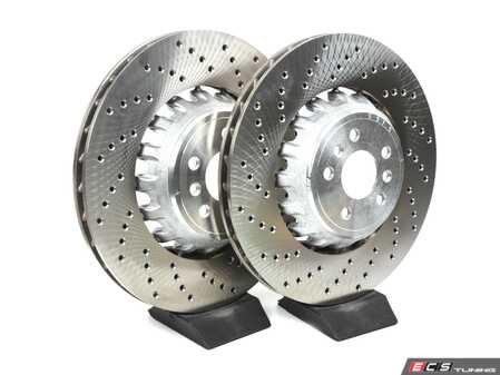ES#5397064 - f95x5mrbKT - Rear Brake Service Kit - Featuring SHW Rear Cross-Drilled Brake Rotors and OE Brake Pads - Assembled By ECS - BMW