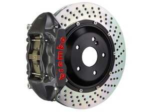 ES#5456233 - 2P1.8034AS - 345x28 2-Piece - Brembo GT-S Systems - 08-09 CLK63 AMG Black Series (W209) - Black Hard Anodized - R - Cast Monobloc Radial Mount - Drilled - Vented Curved Vane - Brembo - Mercedes Benz