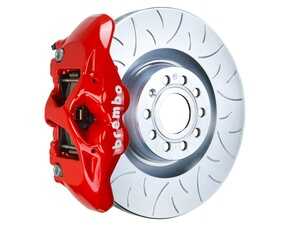 ES#3476985 - 1S5.8002A2 - Brembo GT Front Big Brake Kit - 1 Piece Slotted (type 3) Rotors (345x30) - Featuring Red 4 piston calipers, stainless brake lines, and Brembo Sport brake pads - Brembo - Audi Volkswagen