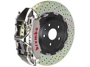 ES#5455969 - 1N1.8516AR - 365x34 2-Piece - Brembo GT-R Systems - 19-22 A-Class (Excluding AMG) (W177), 20-25 CLA-Class (Excluding AMG) (C118), 21+ GLA-Class (Excluding AMG) (H247), 20+ GLB-Class (Excluding AMG) (X247) - Nickel Plated - F - Billet Monobloc Radial Mount - Drilled - Vented Curved Vane - Brembo - Mercedes Benz