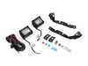 ES#5376014 - 057403la02KT - E70 Ditch Light Brackets & LED Lighting Package - Position auxiliary lights cleanly for secure, vibration-free illumination ahead and to the side of the vehicle. Shares existing factory hood hinge mounting location. Includes 4" LED pod lights & wiring! - ECS - BMW