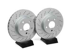 ES#5425697 - 2044212812-xKT - Front V5 Drilled Brake Rotors - Pair (295x28) - Precision manufactured and featuring a GeoSpec corrosion-resistant coating - ECS - Mercedes Benz