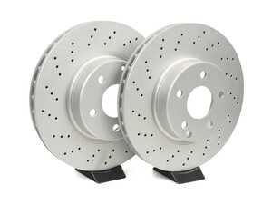 ES#5425823 - 2114210912-xKT - Front V5 Drilled Brake Rotors - Pair (312x28) - Precision manufactured and featuring a GeoSpec corrosion-resistant coating - ECS - Mercedes Benz